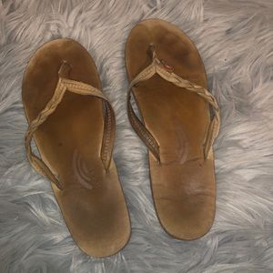 Tan braided Rainbow Flip Flops